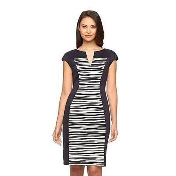 connected apparel Dresses & Skirts - CONNECTED APPAREL Texture Striped Sheath Dress Size 16